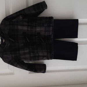 Kids Headquarters 18month Black and Gray hooded Pea Coat With Black Pullon Jeans